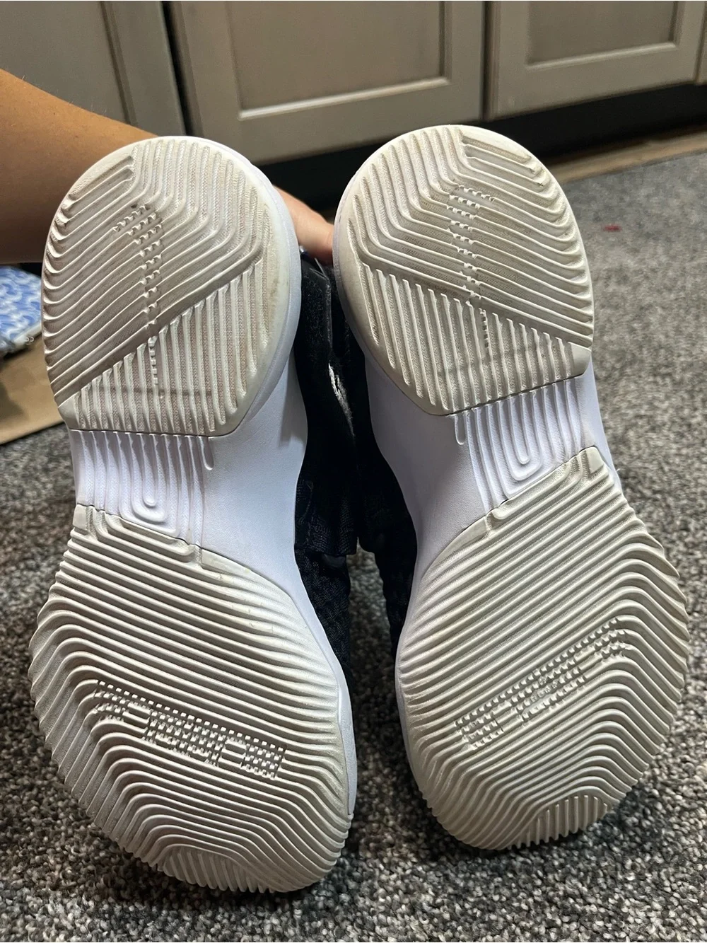 Nike Kids/Womens Black and White Velcro Slip-On Basketball Shoes